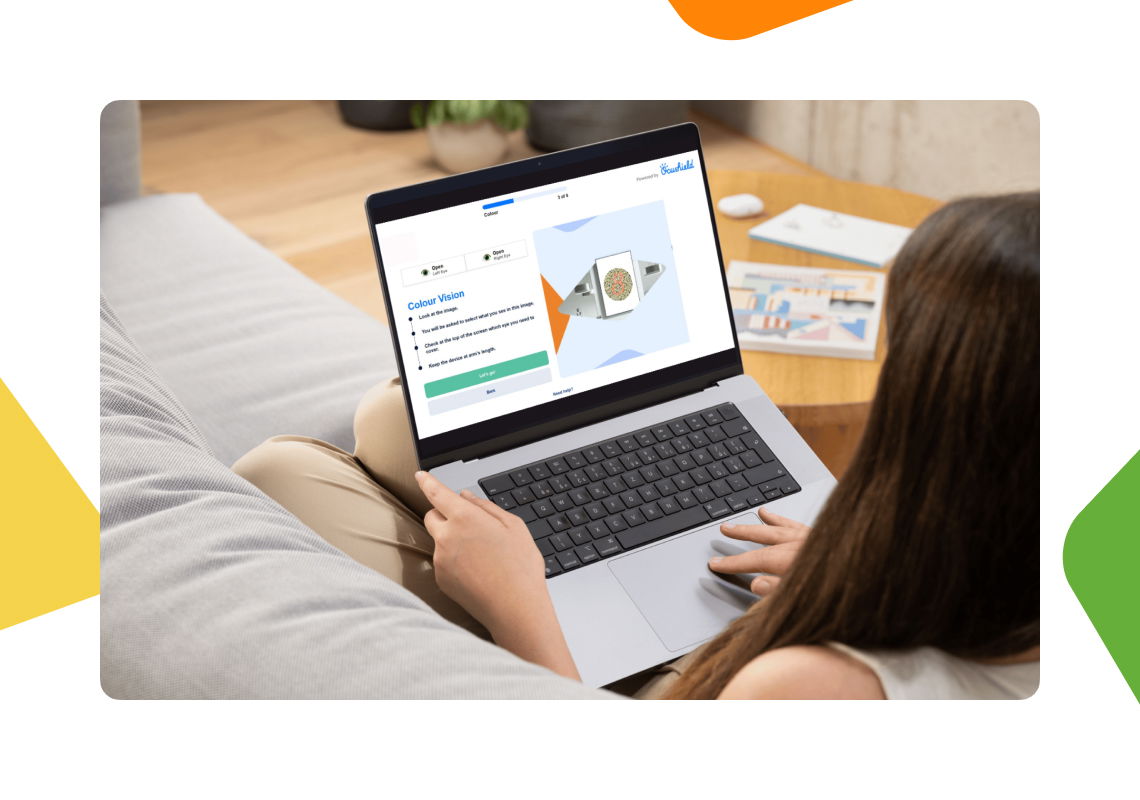 Employee completing the Ocushield online vision check on a laptop