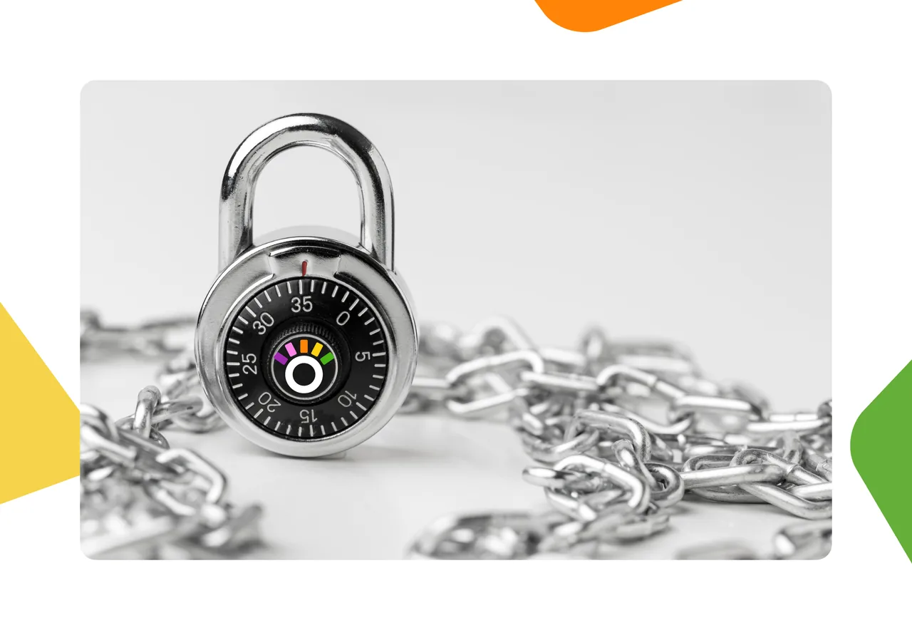 Padlock and chain representing secure company data